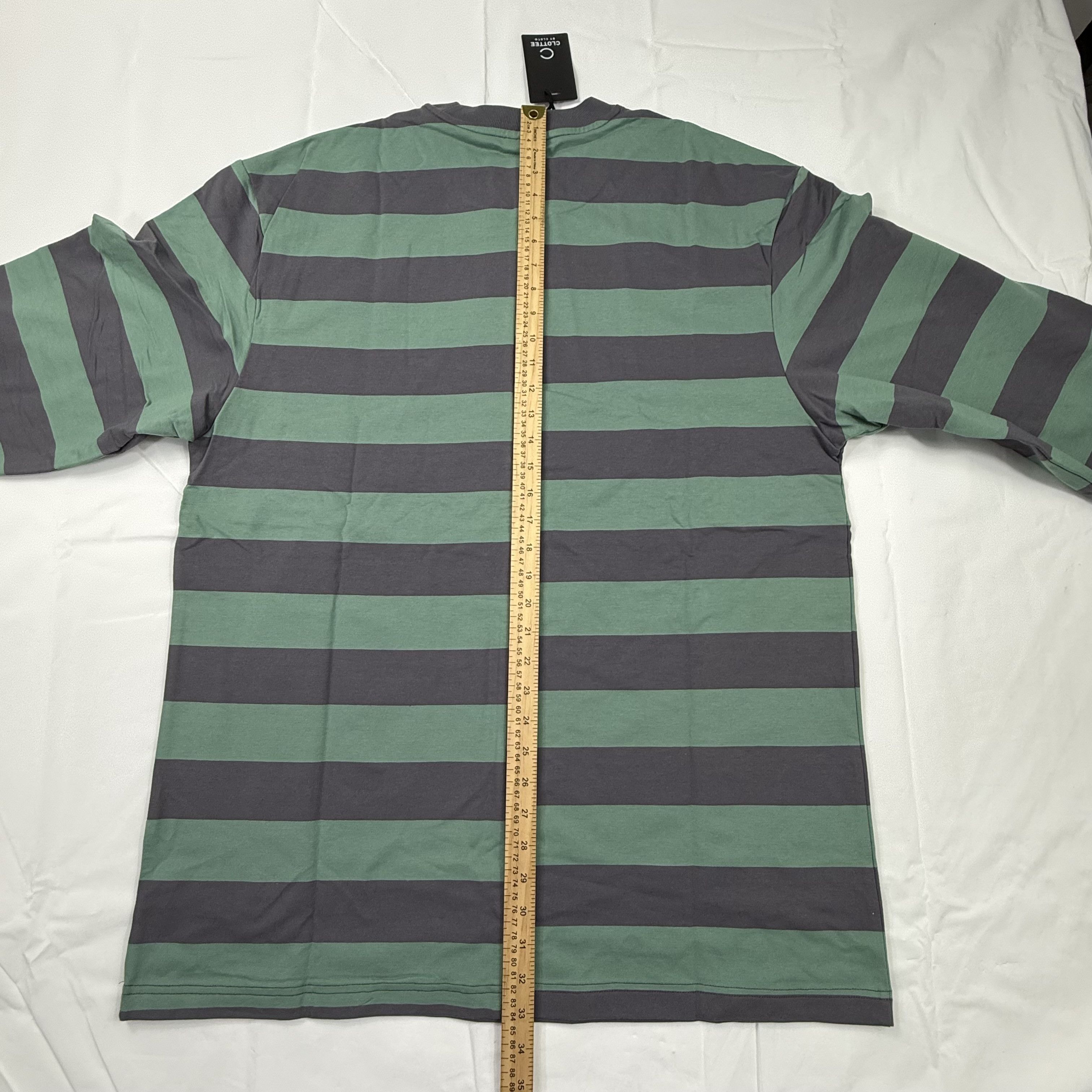 CLOT Clottee by Clot Mens Green Grey Striped Long Sleeve T-Shirt Size US XXL / EU 58 / 5 - 8 Thumbnail