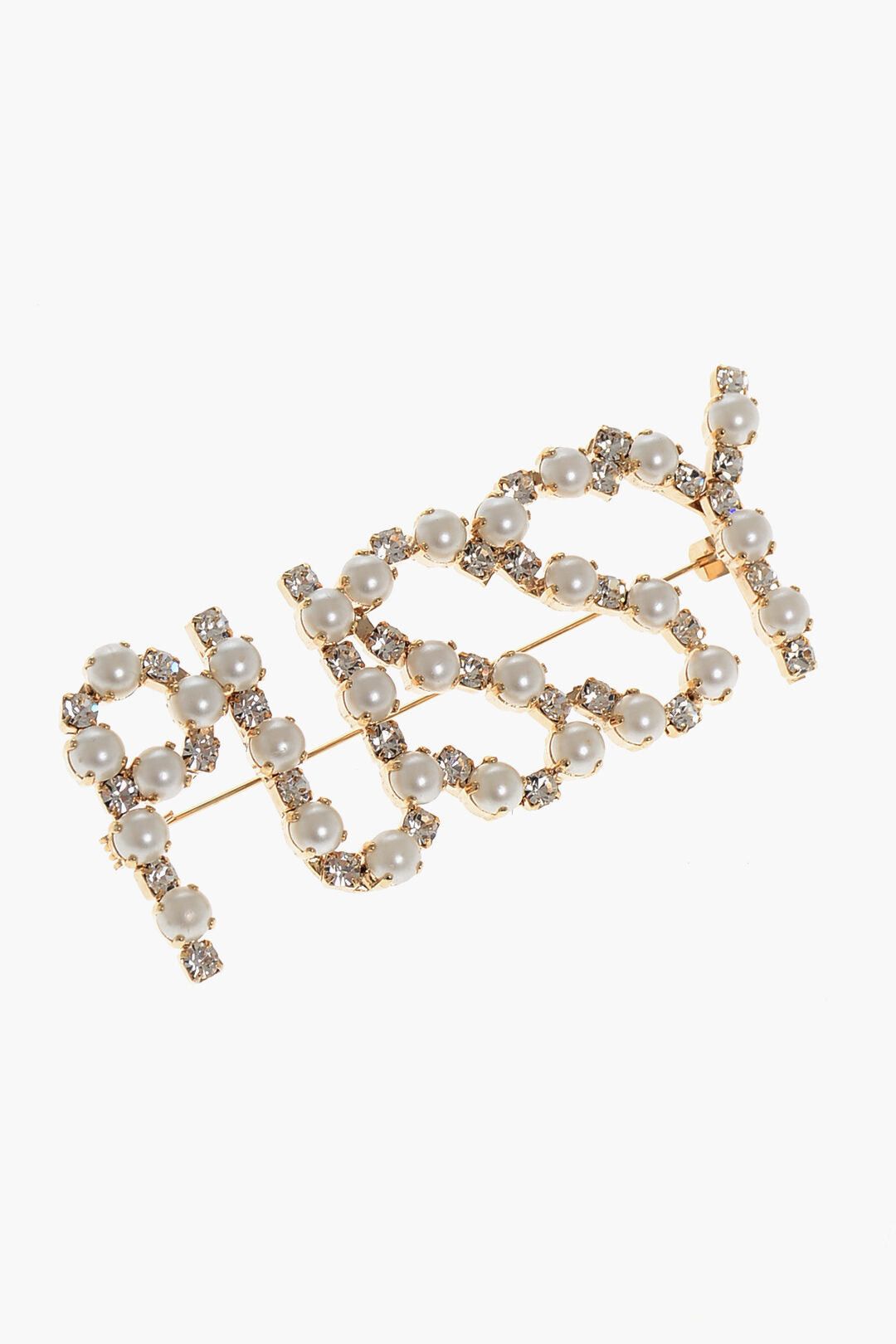 Dsquared2 Gold-Effect Brooch with Jewels and Pearls Size ONE SIZE - 1 Thumbnail