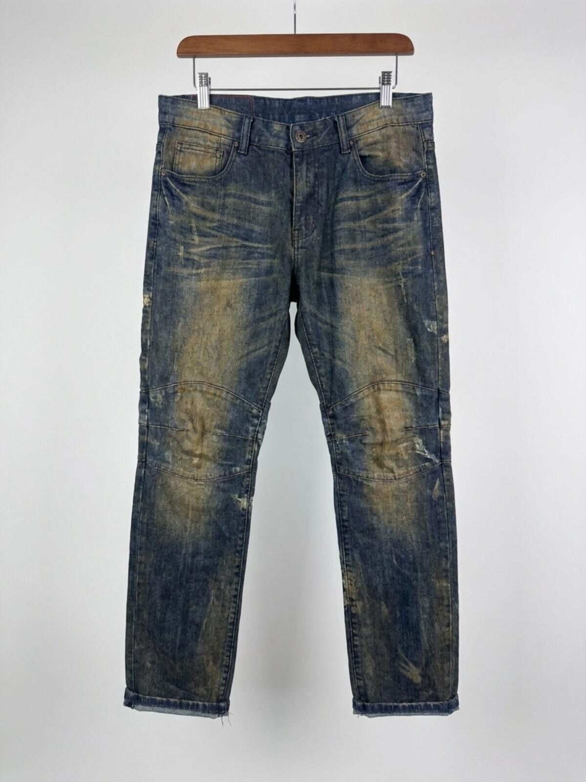 Rocawear Rocawear Men's Two-Tone Distressed Blue & Faded Yellow Jeans Size US 38 / EU 54 - 1 Thumbnail