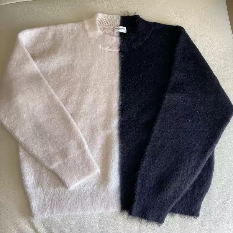Saint Laurent Paris Saint Laurent Paris Round neck black and white patchwork sw Size US L / EU 52-54 / 3 - 1 Thumbnail