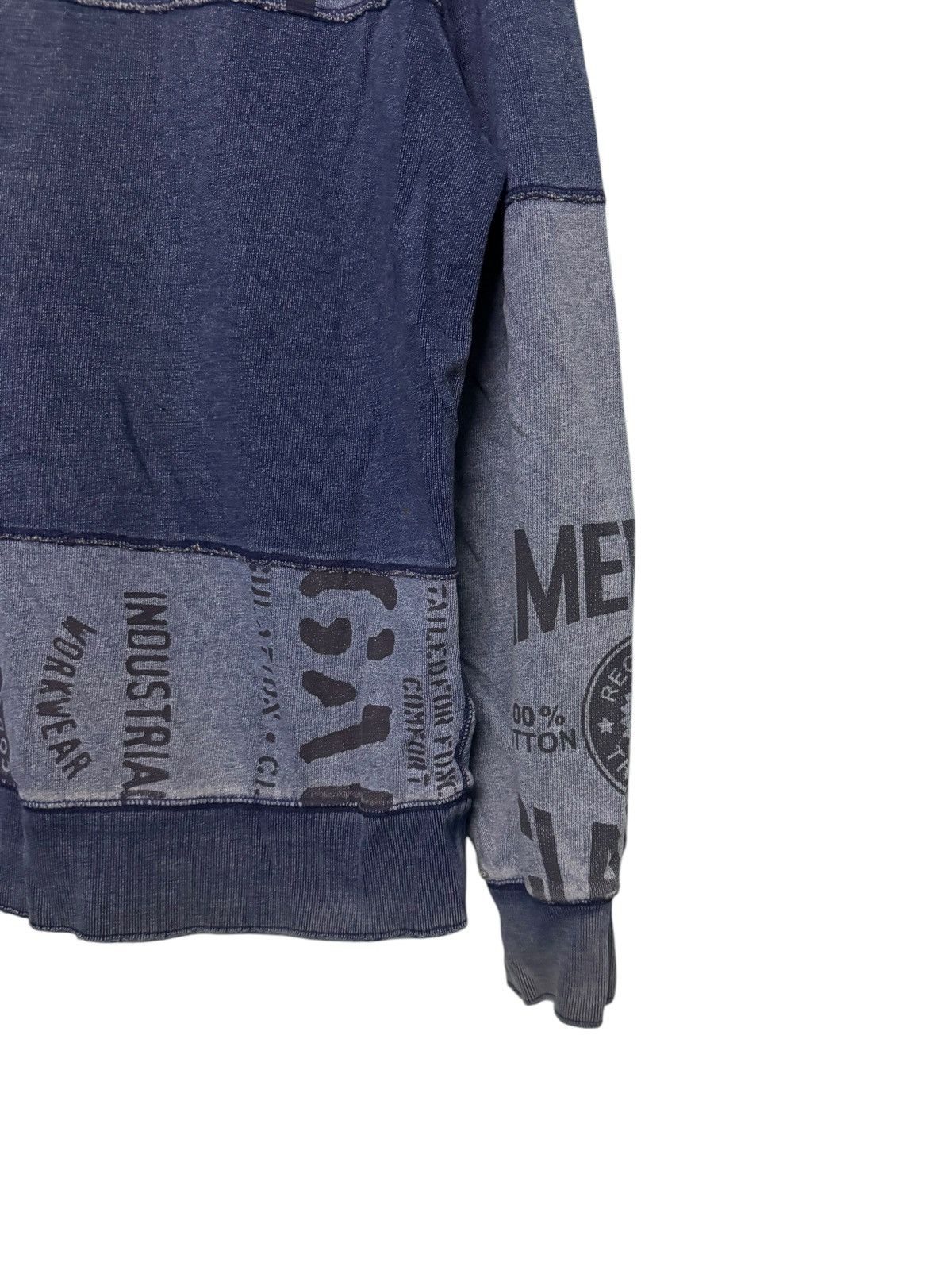 Gap × Vintage VINTAGE GAP INDIGO PATCHWORK SUNFADED DAMAGE SWEATSHIRT Y2K Size US L / EU 52-54 / 3 - 4 Thumbnail