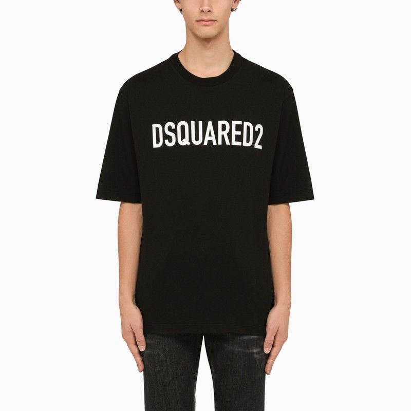 image of Dsquared2 Black Crew-Neck T-Shirt With Logo, Men's (Size Medium)