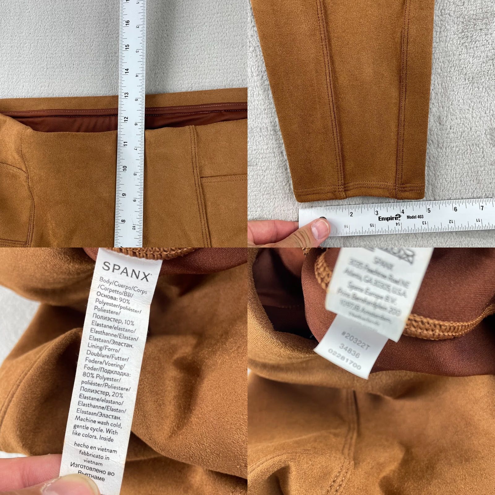 Spanx Spanx Faux Suede Leggings Women 1XT Tall Rich Caramel Slim Fit Pull On NWT Size 40" / US 18 - 9 Thumbnail
