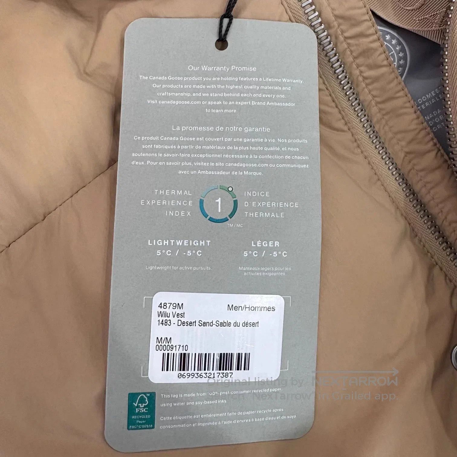 Canada Goose Beige Puffer Vest - Size M. Size US M / EU 48-50 / 2 - 7 Thumbnail