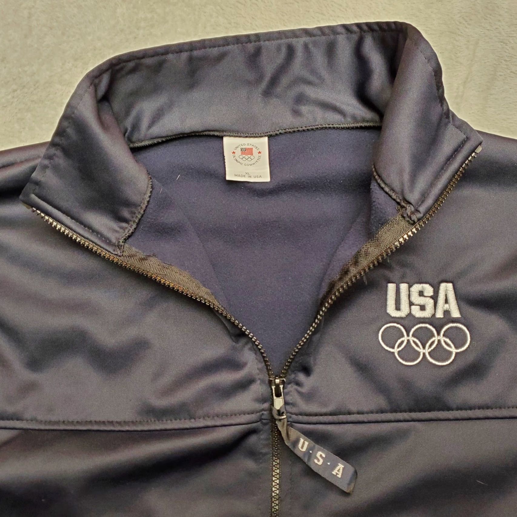 Vintage VINTAGE United States Olympic Committee Jacket Mens XL Black Polyester Full Zip Casual USA Windbreaker Size US XL / EU 56 / 4 - 5 Thumbnail