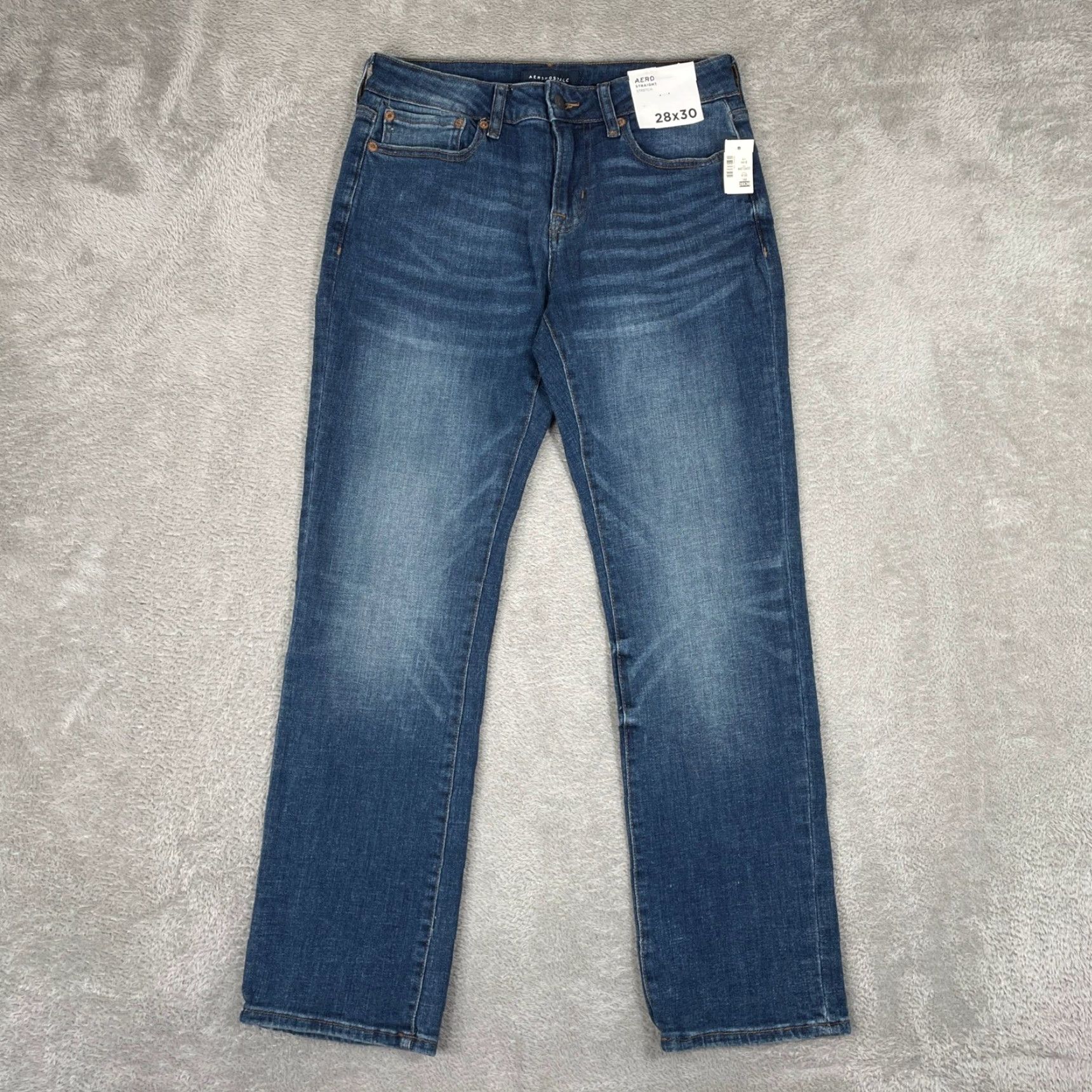 Aeropostale AeroPOSTALE Jeans Straight Leg Mens 28x30 Denim Blue Dark Wash Skater Stretch Five Pocket Regular Rise Mid Vintage: No Size US 28 / EU 44 - 2 Thumbnail