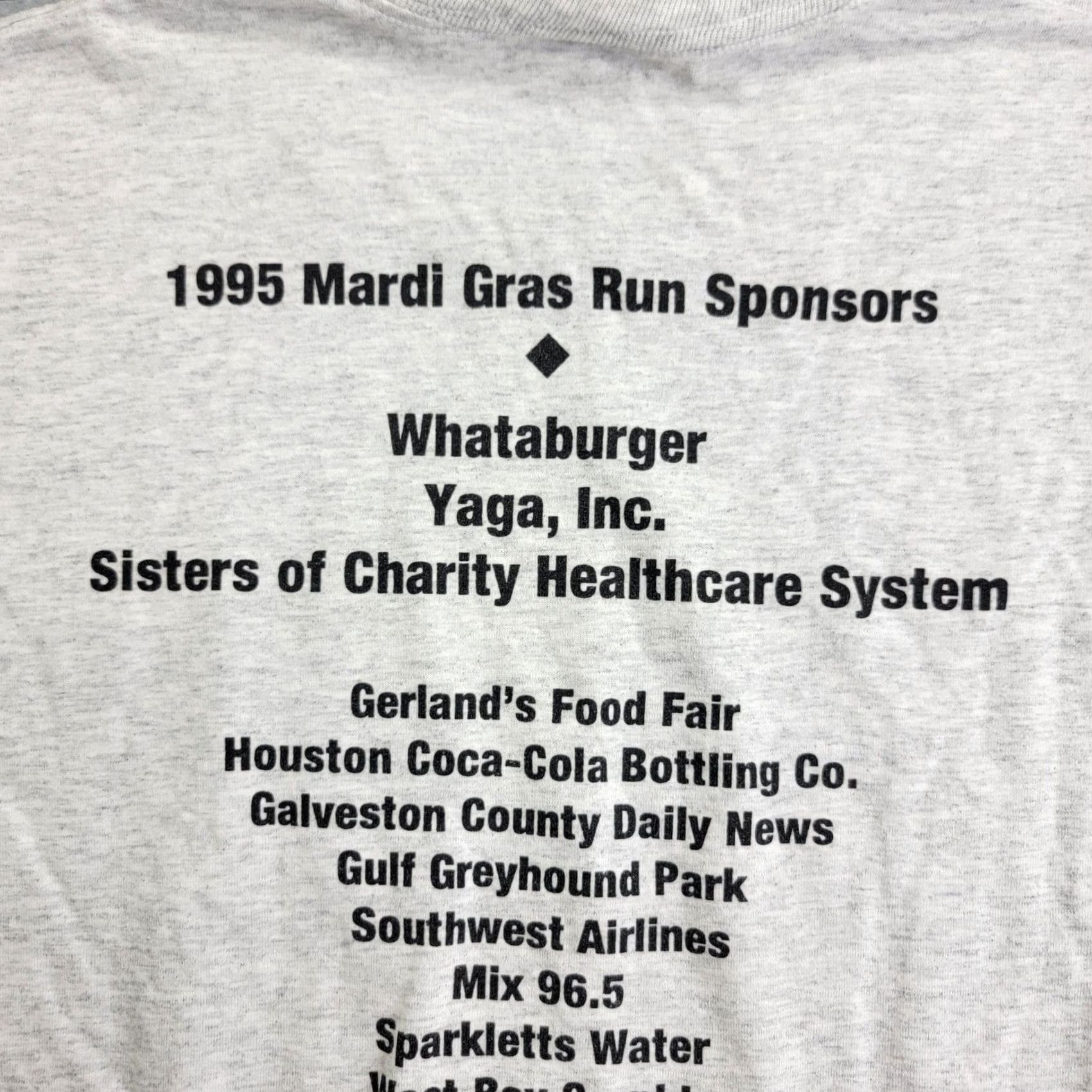 Jerzees VINTAGE Mardi Gras Run Shirt Jerzees 50/50 90s Mens XL Gray Crew Neck Short Sleeve Graphic Print T-Shirt USA 1995 Galveston Festival Sports City Size US XL / EU 56 / 4 - 5 Thumbnail