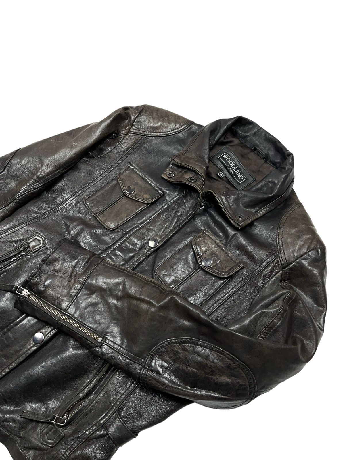 Other Archival Brown Faded Leather Jacket Avant Garde Japanese Size M / US 6-8 / IT 42-44 - 3 Thumbnail