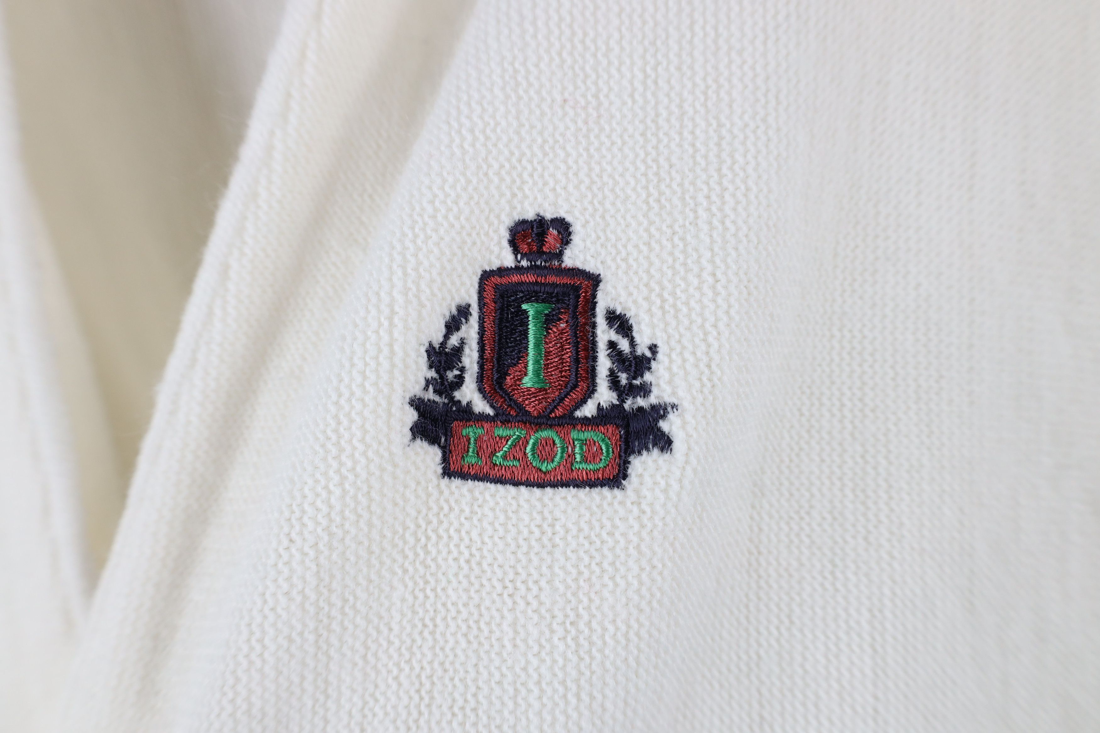 Izod × Vintage Vintage 80s 90s Izod Knit Cardigan Sweater White USA Acrylic Size US L / EU 52-54 / 3 - 4 Thumbnail
