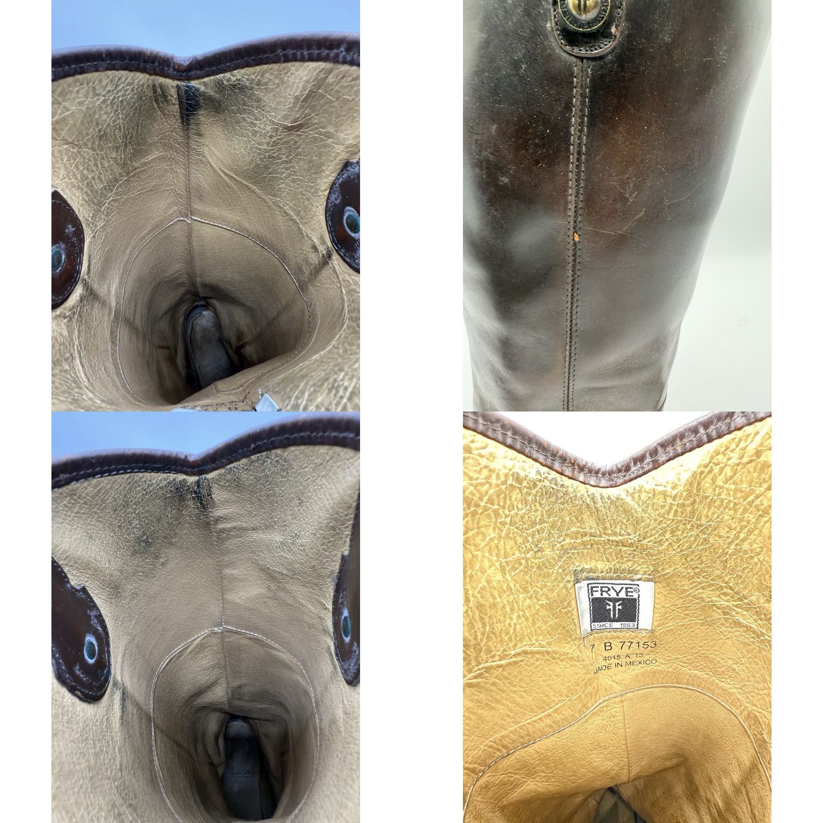 Frye Frye Melissa Riding Boot 7B Distressed Brown Leather Button Pull On Equestrian Womens Boots Size US 7 / IT 37 - 9 Thumbnail