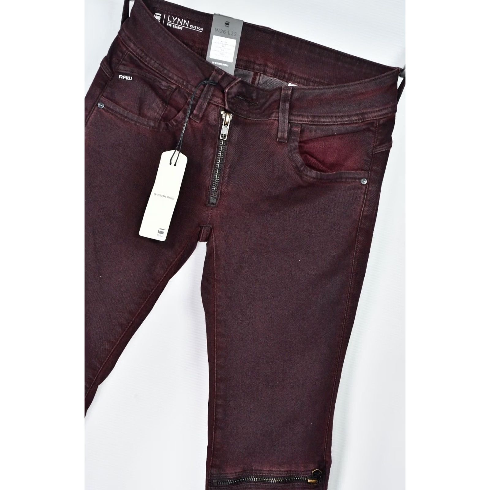G-Star G-Star Lynn Custom Mid Skinny Pants WOMENS Merlot W26/L32 Skinny Front Flat Front Casual Vintage 90s Size 26" / US 2 / IT 38 - 5 Thumbnail