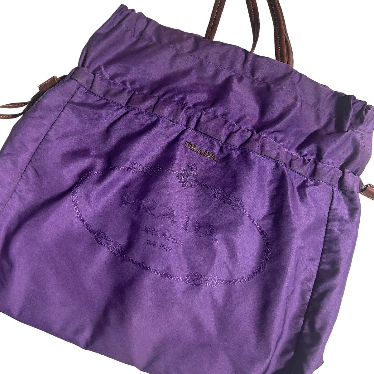 Prada Vintage Prada Big Logo Embroidered Tote Bag Size ONE SIZE - 4 Thumbnail