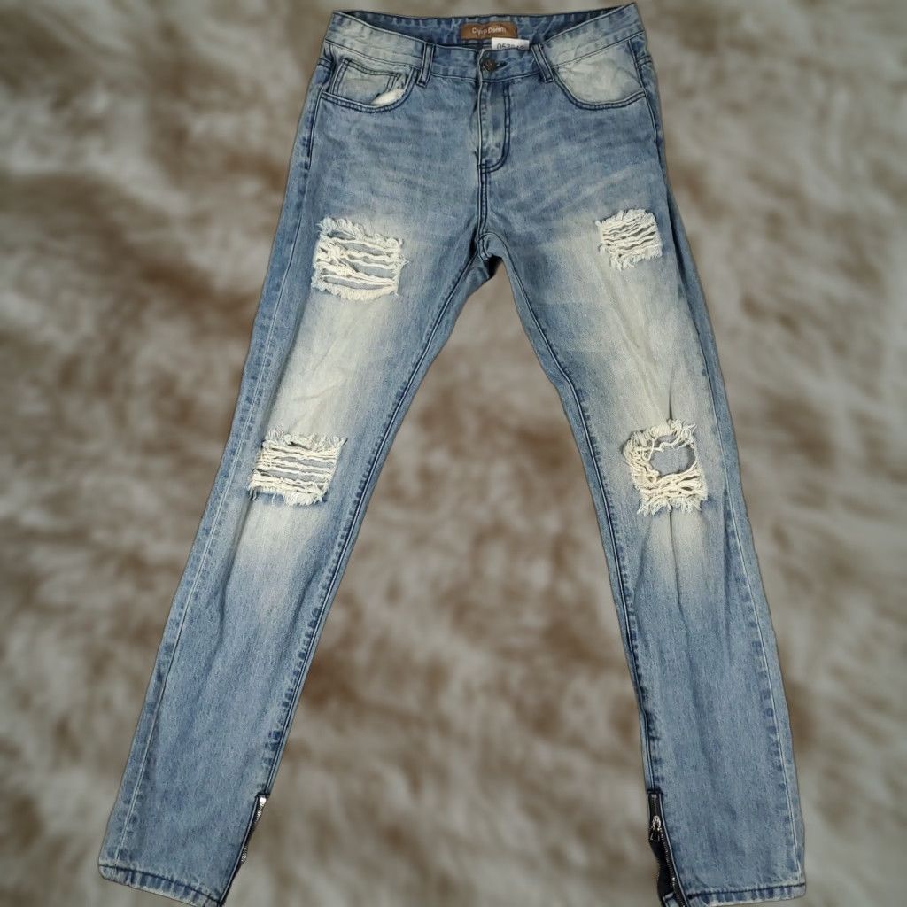 Denime Crysp Denim Mens 32x34 Blue Straight Slim Fit Jeans Pants Size US 32 / EU 48 - 1 Thumbnail