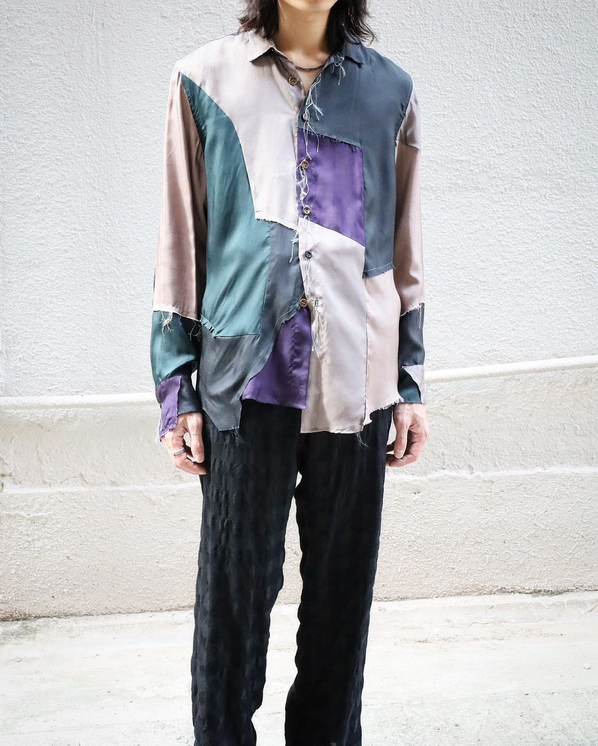 J.M. Ribot Archivio Deconstructed Patchwork Silk Shirt