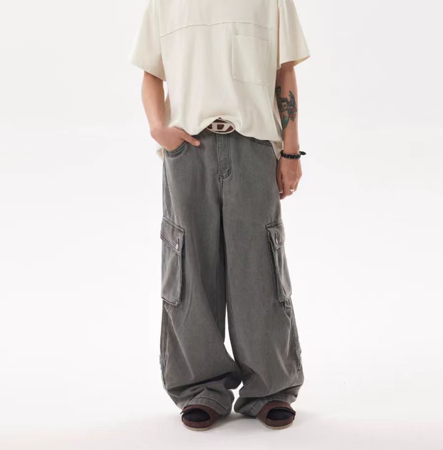 Japanese Brand × Vintage Casual baggy wide leg washed and distressed work pants Size US 32 / EU 48 - 3 Thumbnail