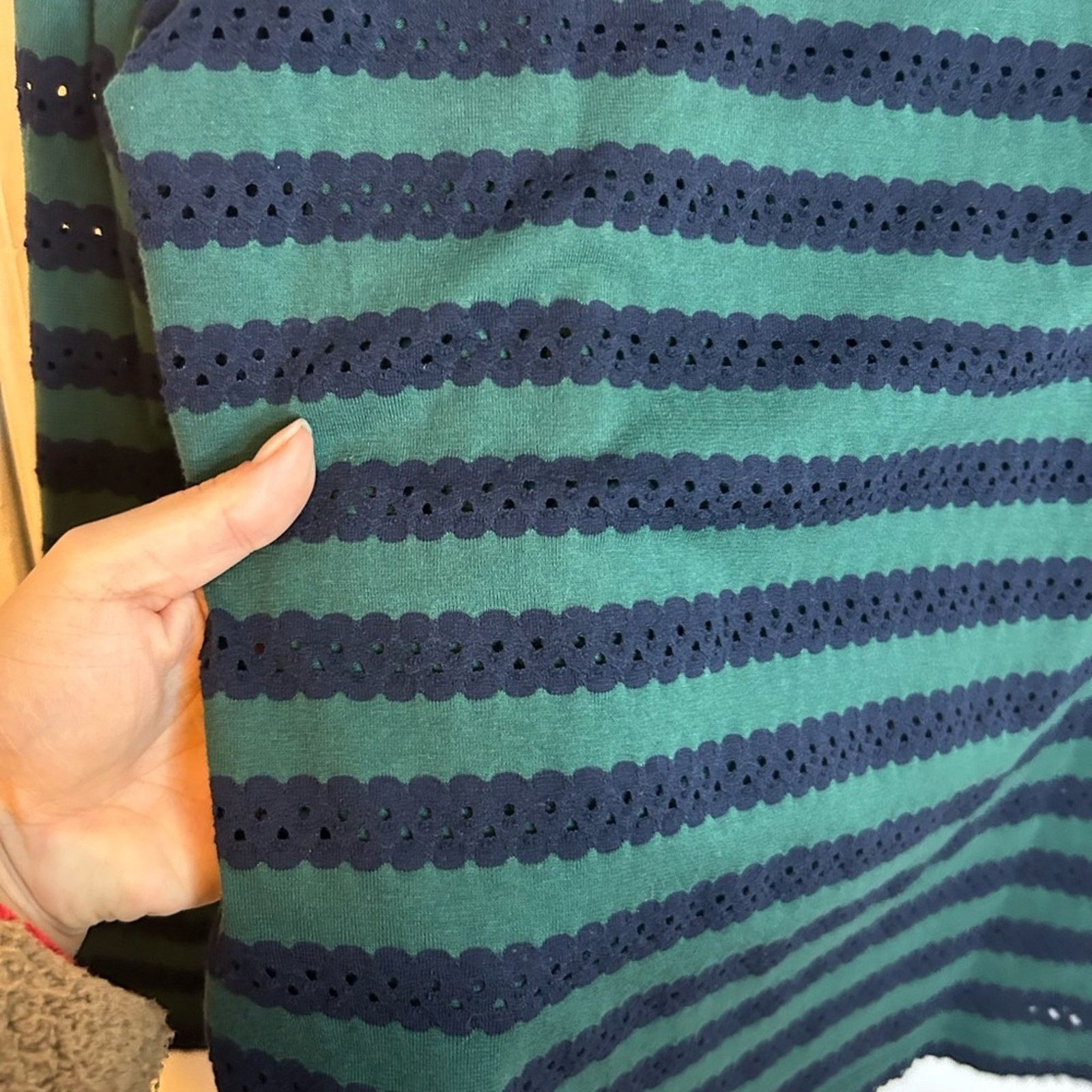 Brooks Brothers Brooks Brothers Red Fleece Striped Eyelet Top Size M / US 6-8 / IT 42-44 - 5 Thumbnail