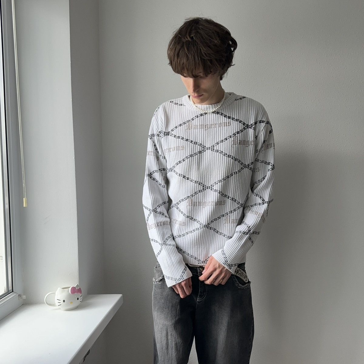 Hysteric Glamour × Undercover Japan Poem Chains Impala LGB Vibe Knit Ribbed Sweater Size US XL / EU 56 / 4 - 6 Thumbnail