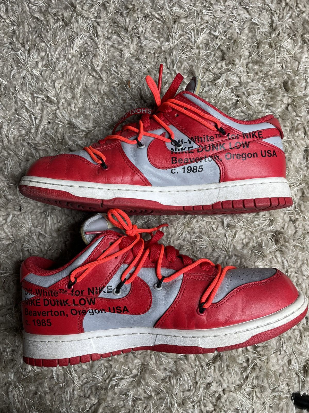 Nike × Off-White Nike x Off White Dunk Low University Red Size US 9 / EU 42 - 3 Thumbnail