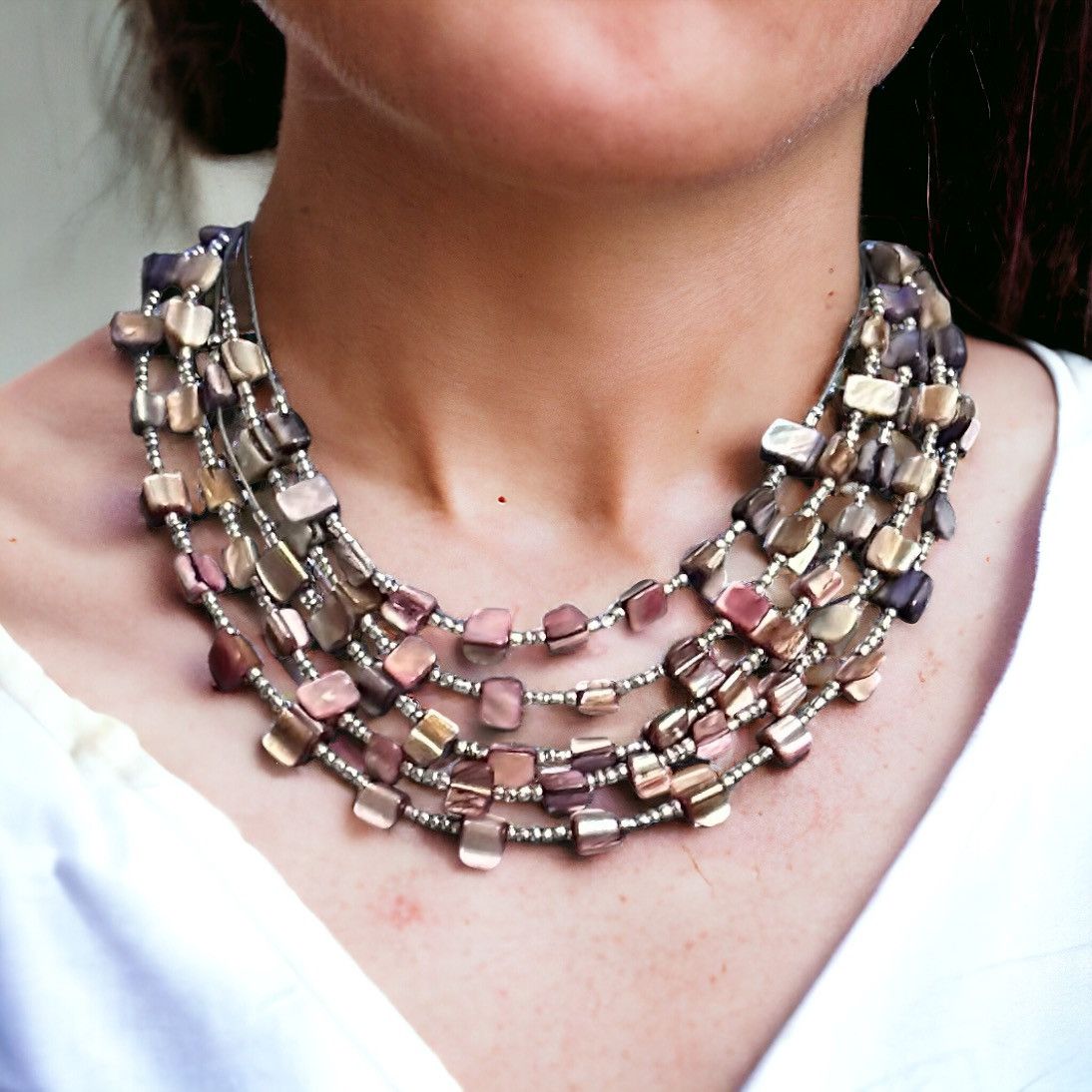 Other Multi strand layered abalone shell chip necklace Size ONE SIZE - 2 Thumbnail