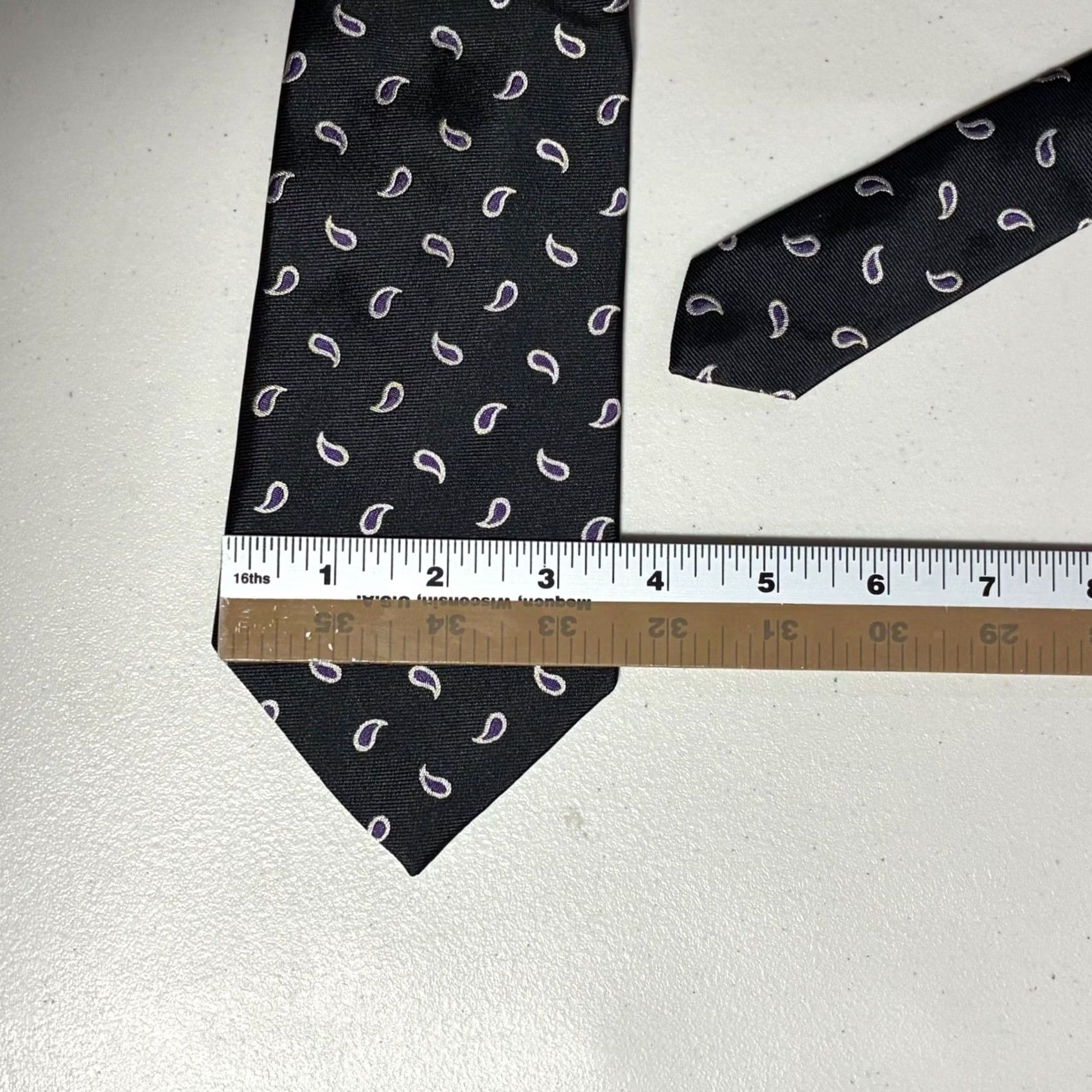 Polo Ralph Lauren VINTAGE Polo Ralph Lauren Tie Paisley Micro Pattern Silk Black Mens One Size Silk Necktie USA Men Size US M / EU 48-50 / 2 - 5 Thumbnail