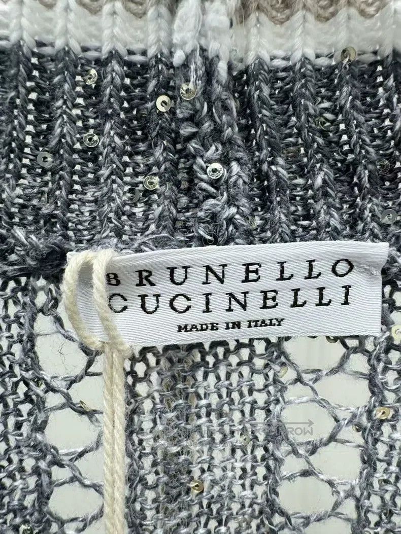 Brunello Cucinelli Brunello Cucinelli Gray Linen Sequin Open Cardigan Size S / US 4 / IT 40 - 7 Thumbnail