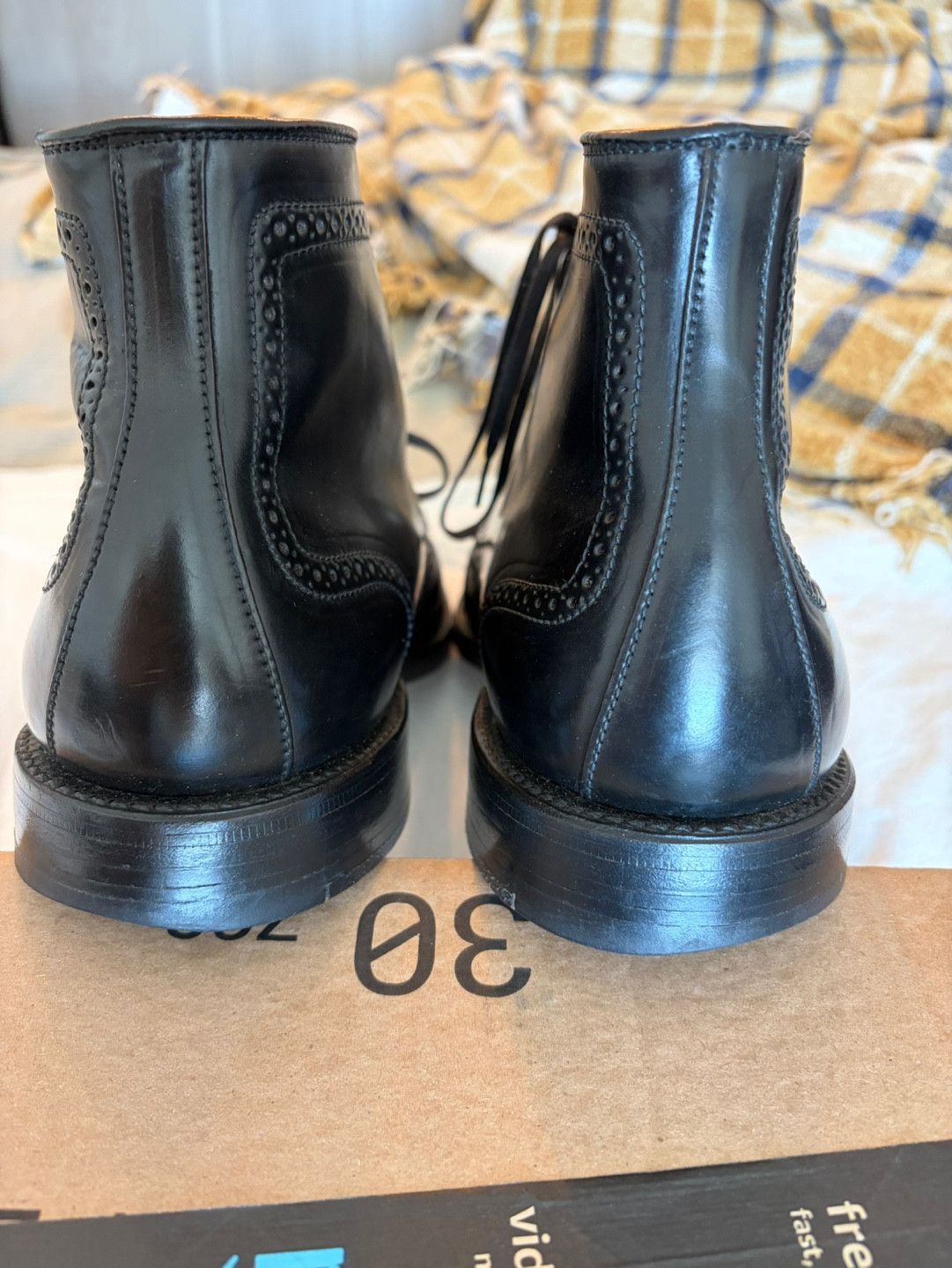 Alden Alden J Crew 44695 Black Cordovan Wingtip Boots 11 B/D Size US 11 / EU 44 - 6 Thumbnail