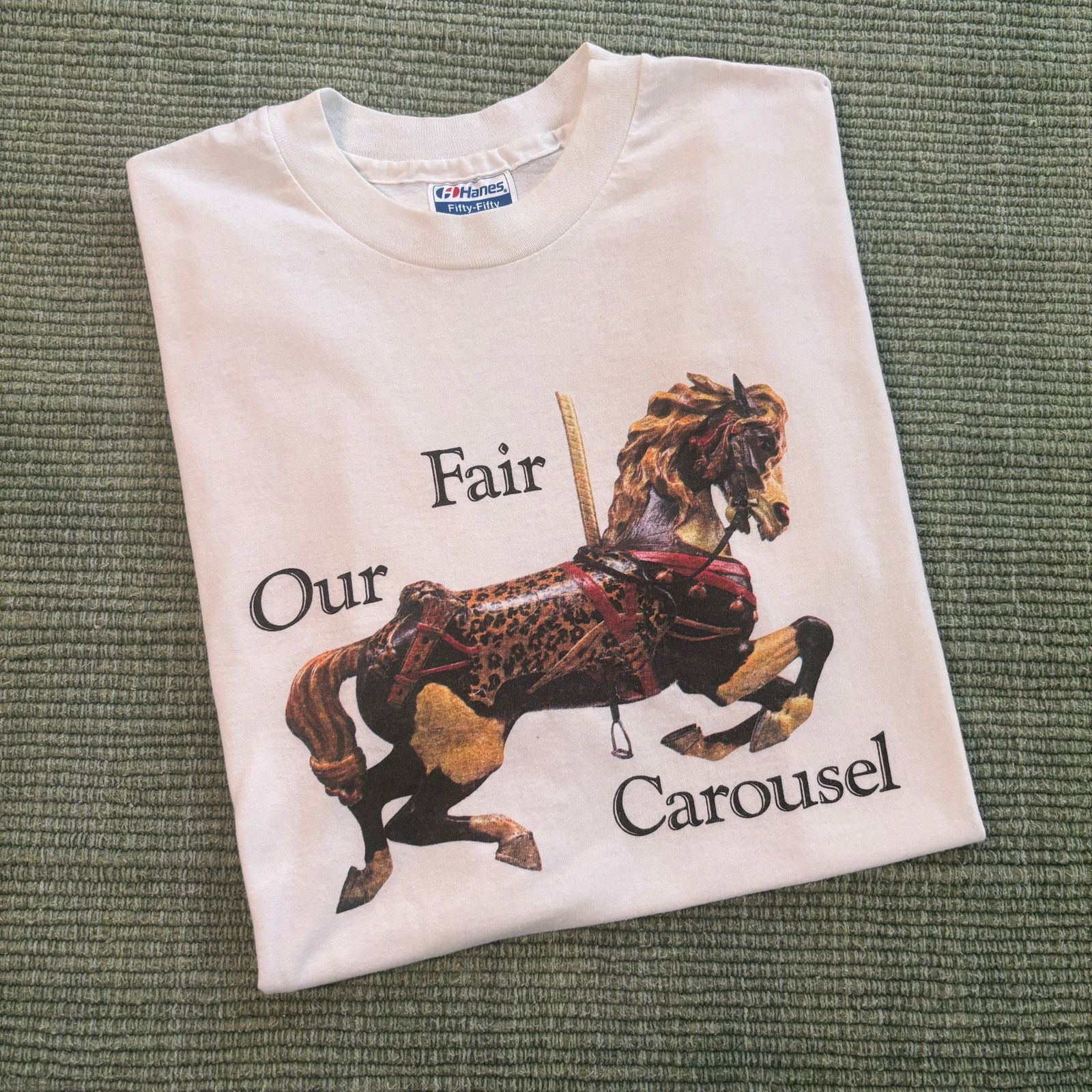 Hanes × Vintage Vintage 90s Our Fair Carousel Amusement Park Tee Shirt M/L Size US L / EU 52-54 / 3 - 1 Thumbnail