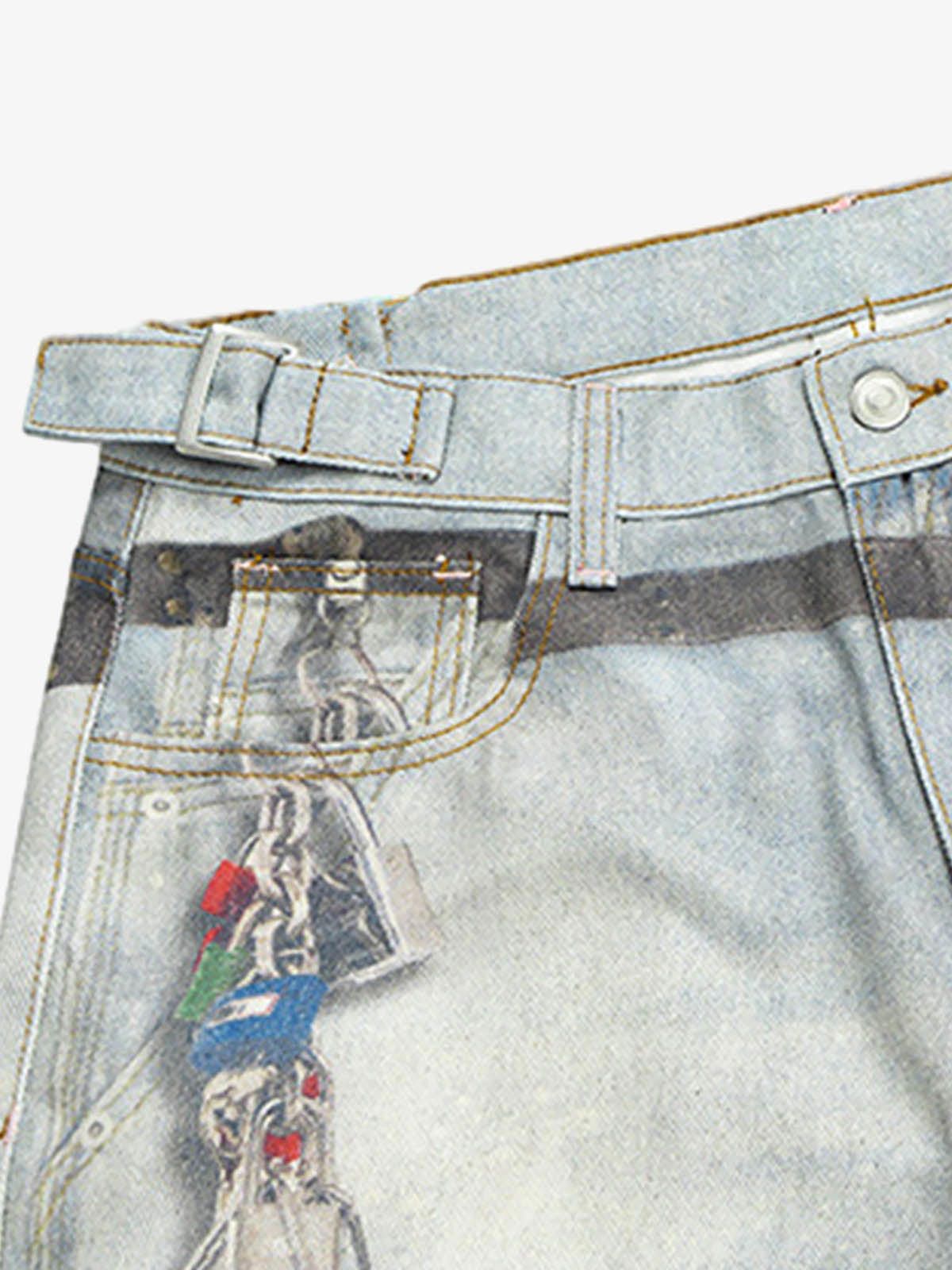 Jean Multi-Keychain Heart Digital Printed Jeans Size US 32 / EU 48 - 7 Thumbnail