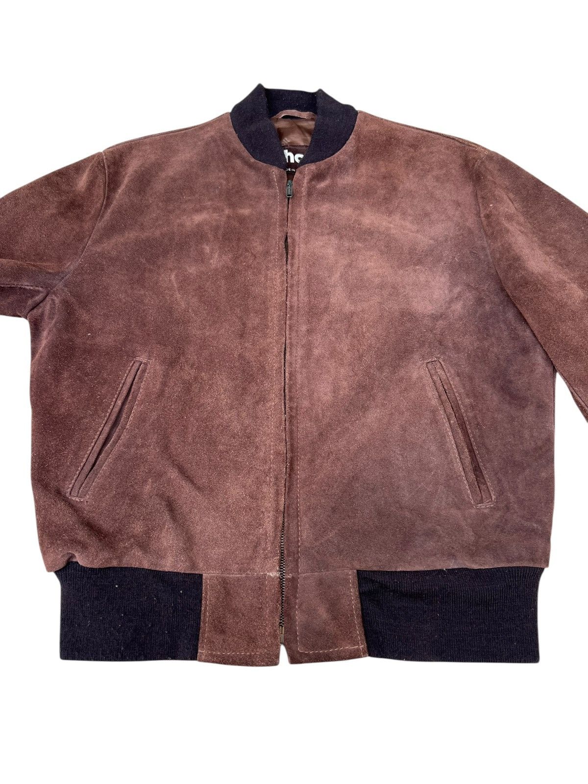 Schott 80s Schott Brown Suede Leather Bomber Jacket Size US L / EU 52-54 / 3 - 7 Thumbnail