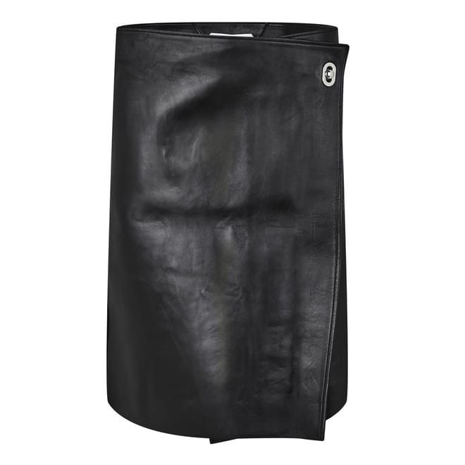 Bottega Veneta Bv Leather Wrap Skrt in Black
