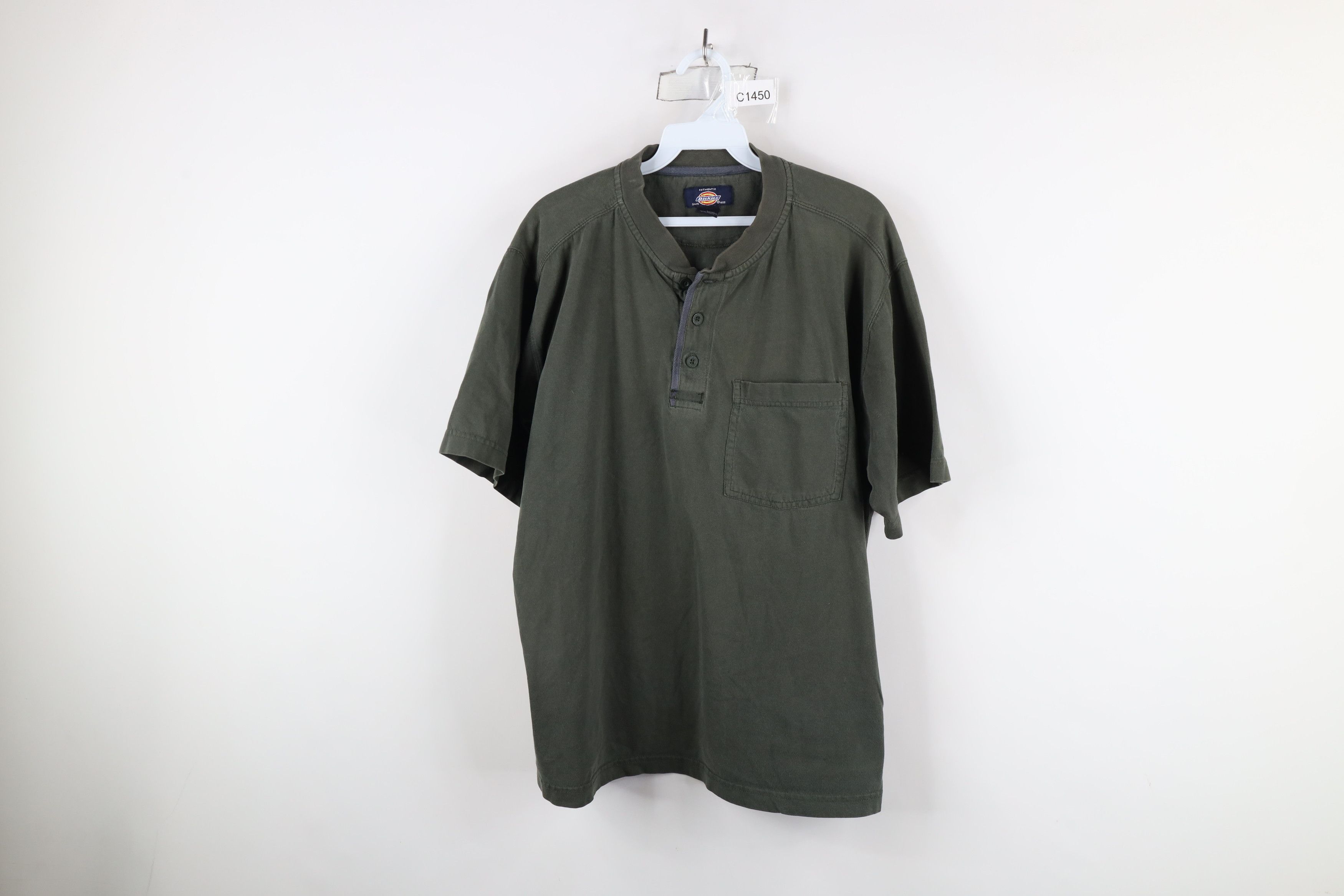 Dickies × Vintage Vintage Dickies Blank Short Sleeve Henley T-Shirt Green Size US L / EU 52-54 / 3 - 1 Thumbnail