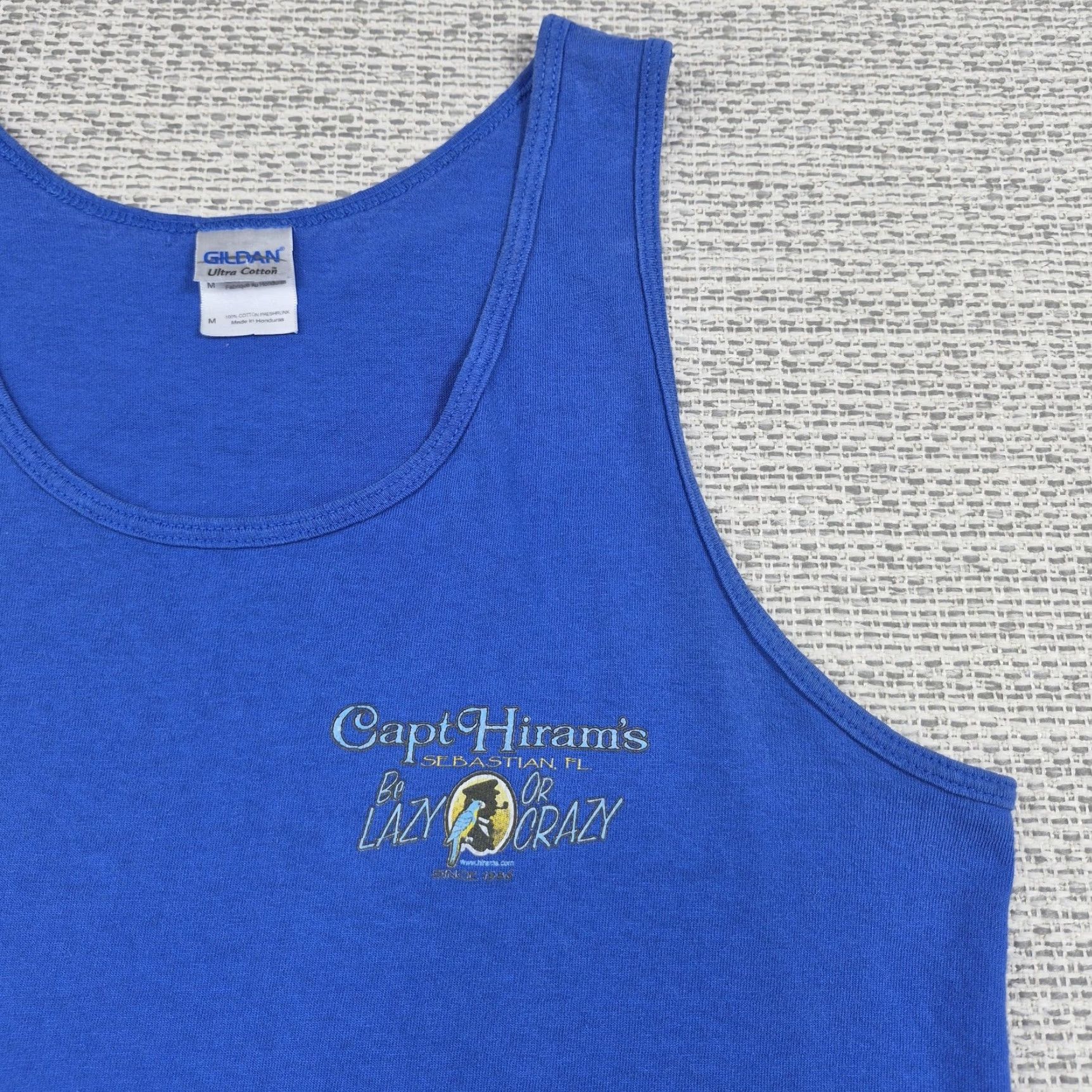 Gildan Gildan Tank Top Mens M Blue Be Lazy Or Crazy Florida Graphic Tank Top Shirt Adult M Blue Beach Florida Size US M / EU 48-50 / 2 - 4 Thumbnail