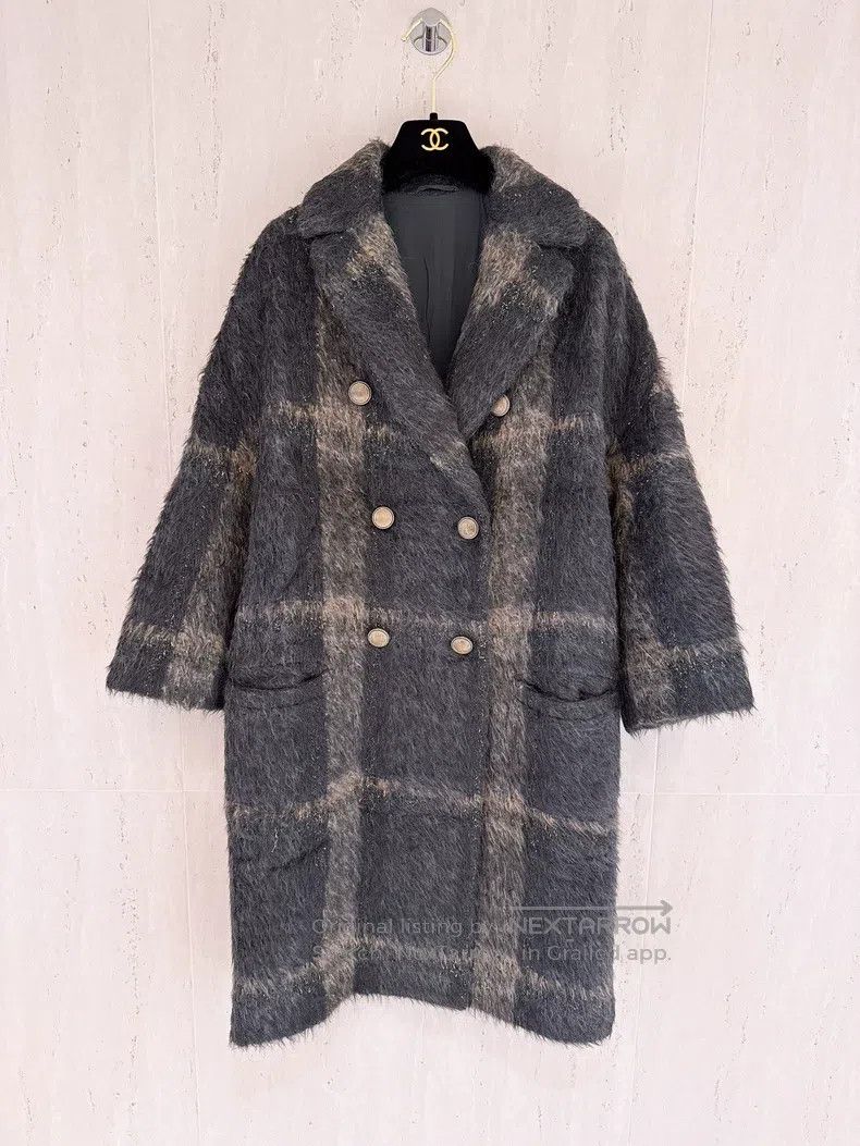 Brunello Cucinelli Brunello Cucinelli Alpaca wool mixed grey checkered coat Size XS / US 0-2 / IT 36-38 - 1 Thumbnail