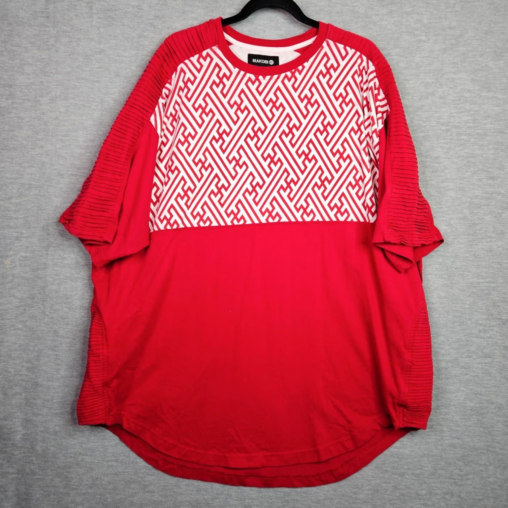 Vintage MAKOBI T-Shirt Mens 3XL Red White Strips Short Sleeve Tee Crew Neck Jersey Cotton Logo All Seasons Casual 2020-2029 Size US 39 - 2 Thumbnail