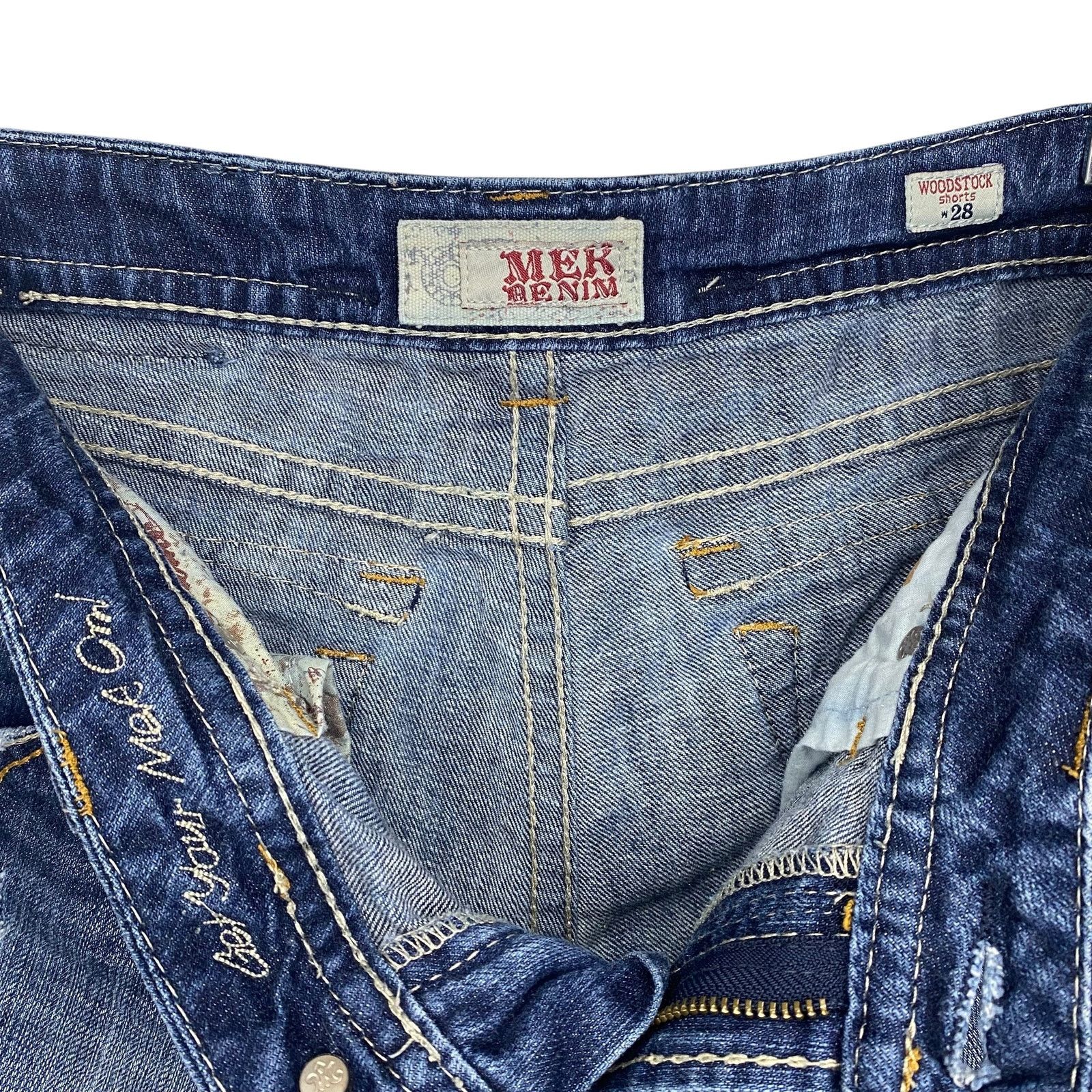 Mek Denim VTG Y2K Mek Denim Distressed Embroidered Jean Shorts Size 28" / US 6 / IT 42 - 12 Thumbnail