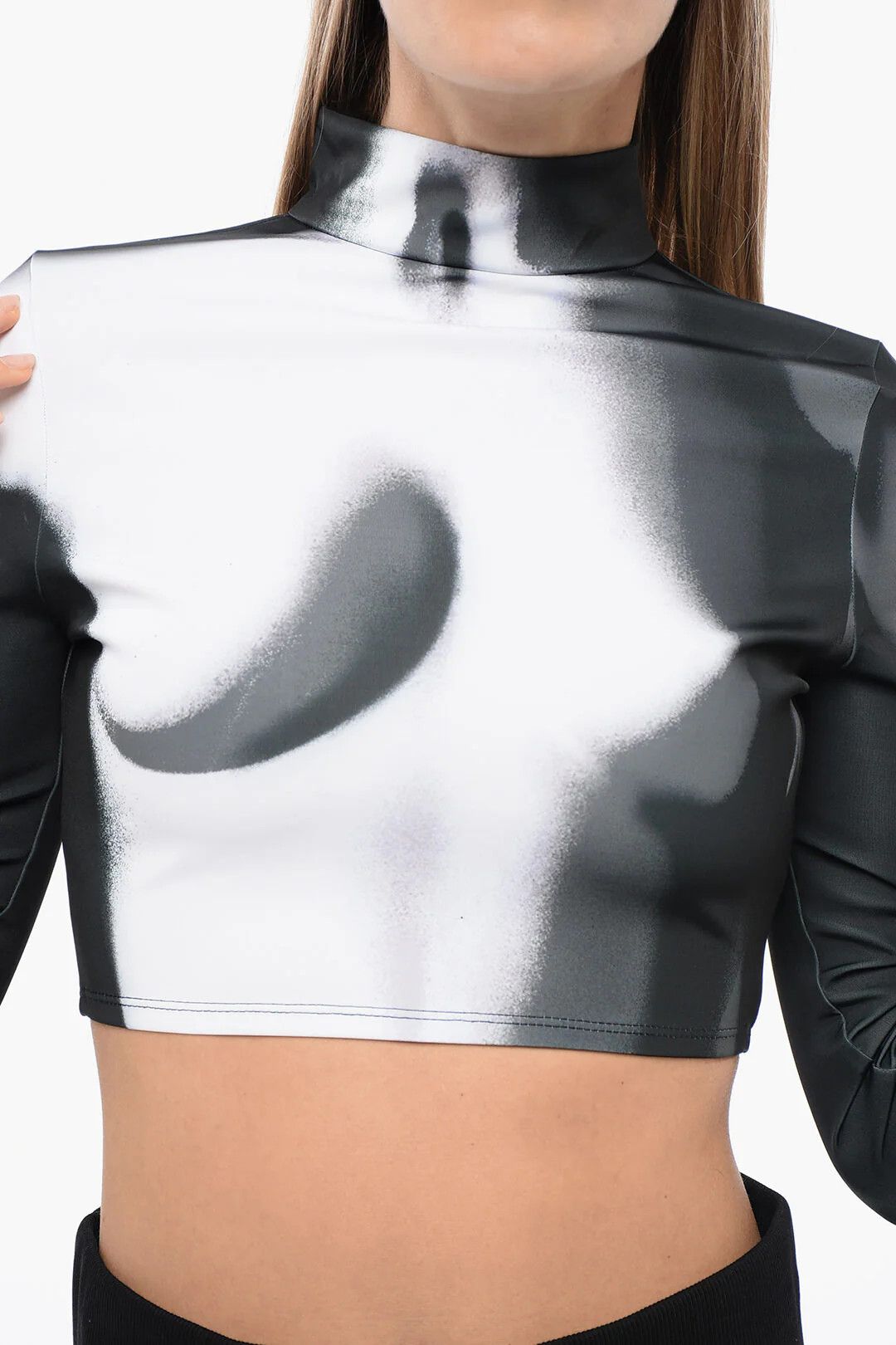Balmain og1mm0326 Cropped Jersey Top in Grey Size S / US 4 / IT 40 - 3 Thumbnail