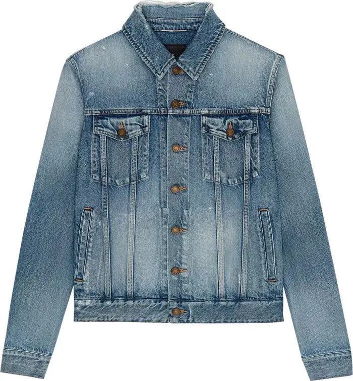 Saint Laurent Paris o1bcso1str0125 Classic Denim Jacket Destroyed 