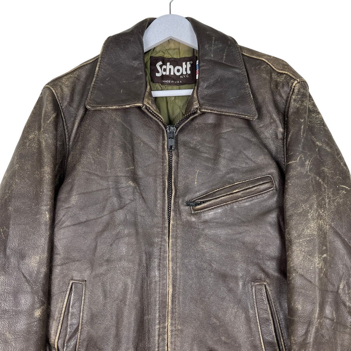 Schott 🔥 VINTAGE SCHOTT NYC LEATHER RACER JACKET MADE IN USA Size US S / EU 44-46 / 1 - 3 Thumbnail