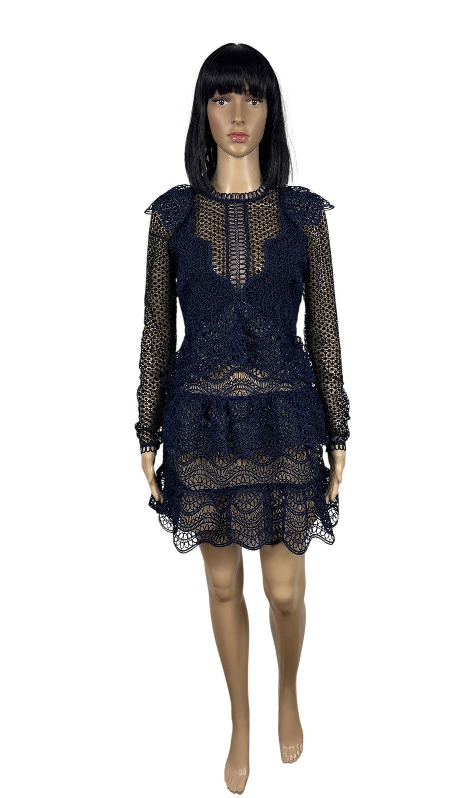 Self-Portrait Self-Portrait Ruffle Wave Guipure Lace Mini Dress size UK8 Size S / US 4 / IT 40 - 2 Thumbnail