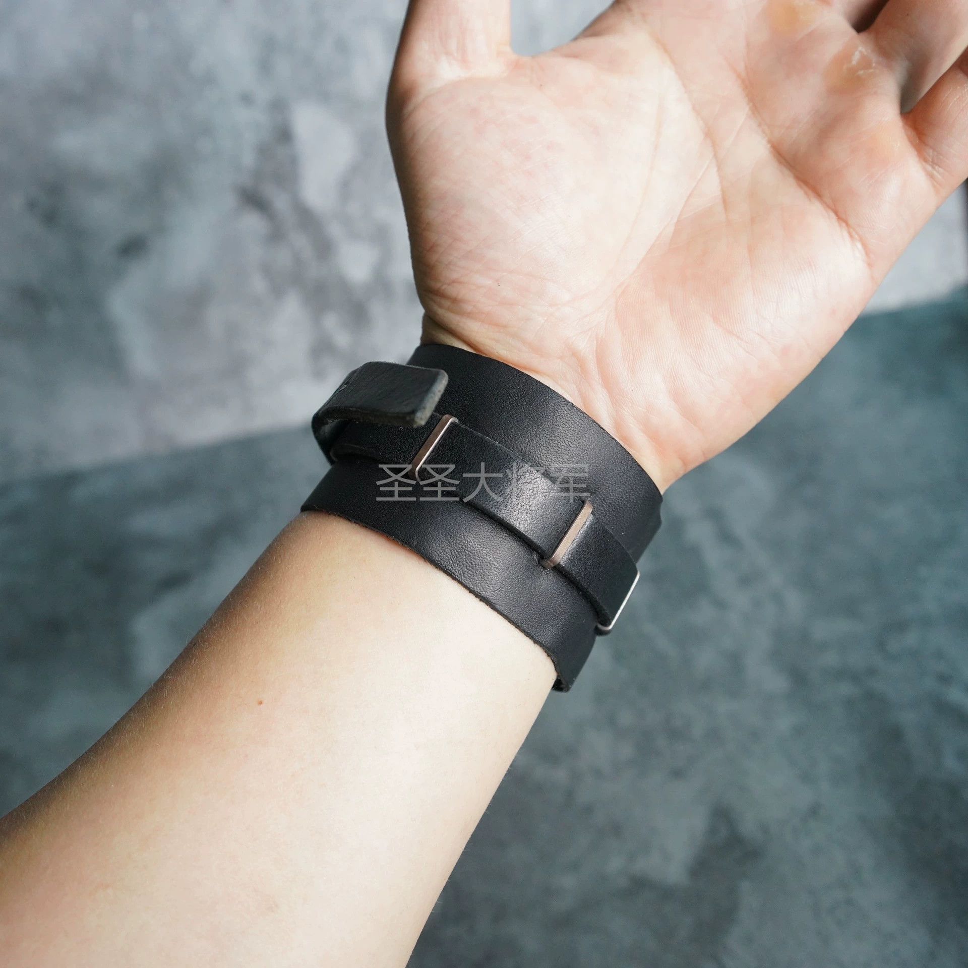 Ma+ M.A+ Retro Silver Bar Stack Black Leather Bracelet Size ONE SIZE - 7 Thumbnail