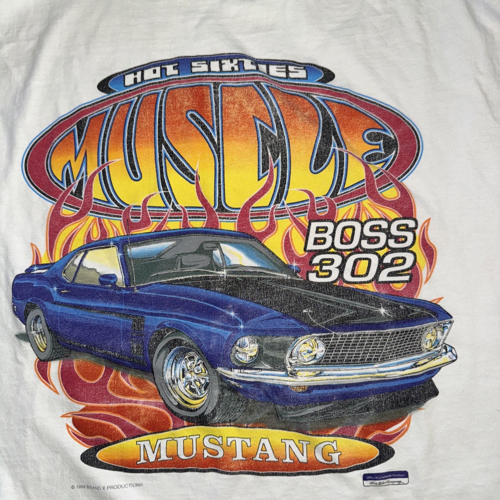 Mustang × Vintage Vintage 1999 Mustang Muscle Car T-Shirt White XL 23x28 Size US XL / EU 56 / 4 - 2 Thumbnail