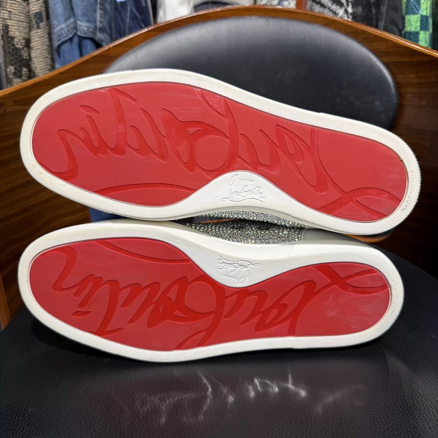 Christian Louboutin CL gray white crystal high-top red sole 999 new Size US 7.5 / IT 37.5 - 9 Thumbnail