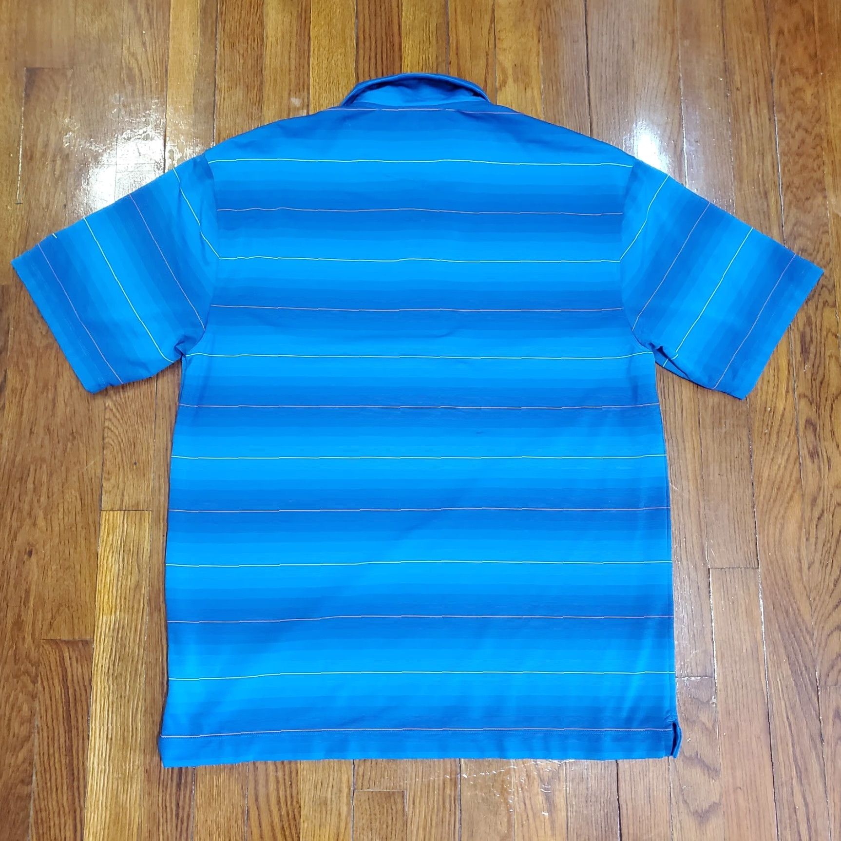 Nike Nike Golf Polo Shirt Mens Large Blue Striped Dri-Fit Stretch Pique Shirt Nike Brand Golf Model 256501-447 Size US L / EU 52-54 / 3 - 7 Thumbnail