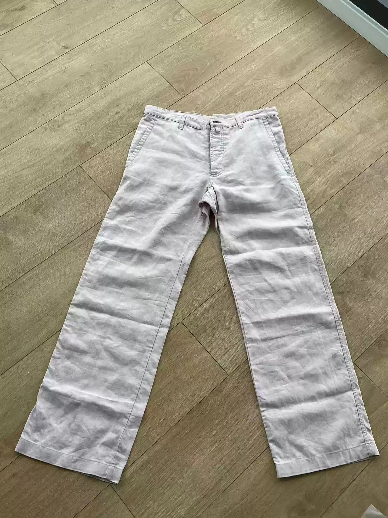 image of Dries Van Noten Lotus Root Starch Linen Trousers in Pink, Men's (Size 30)