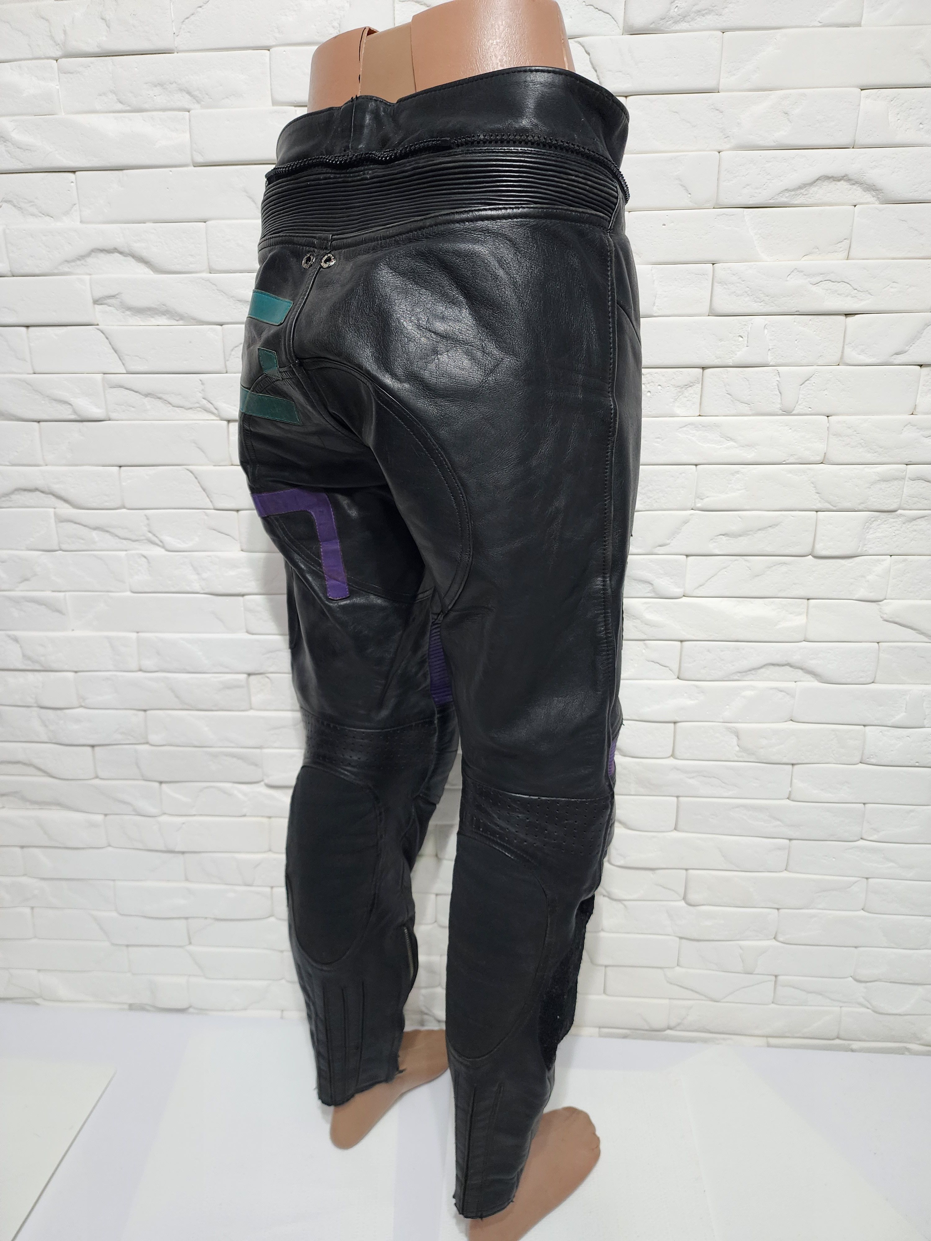 All Sport × Genuine Leather Black men's leather pants with light protection. Size US 36 / EU 52 - 4 Thumbnail