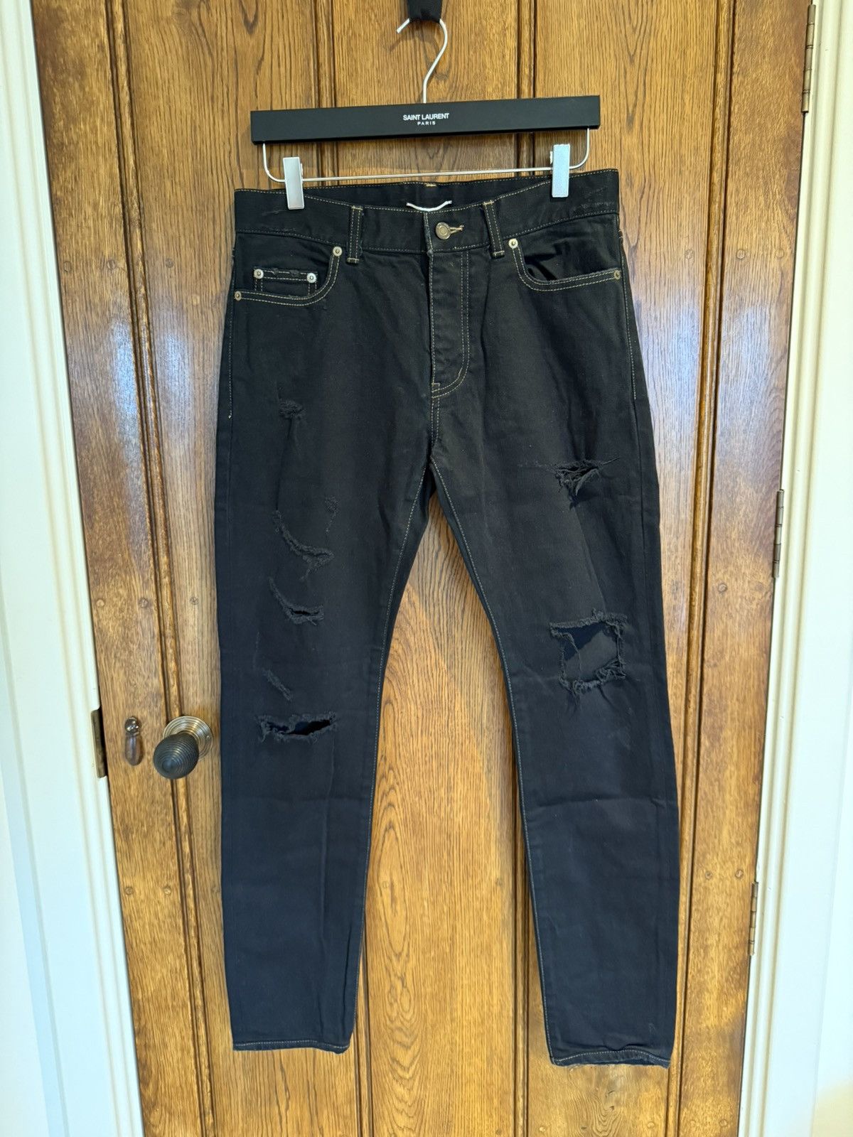 Saint Laurent Paris SS16 Saint Laurent surf sound crash trash black ripped jeans Size US 30 / EU 46 - 1 Thumbnail
