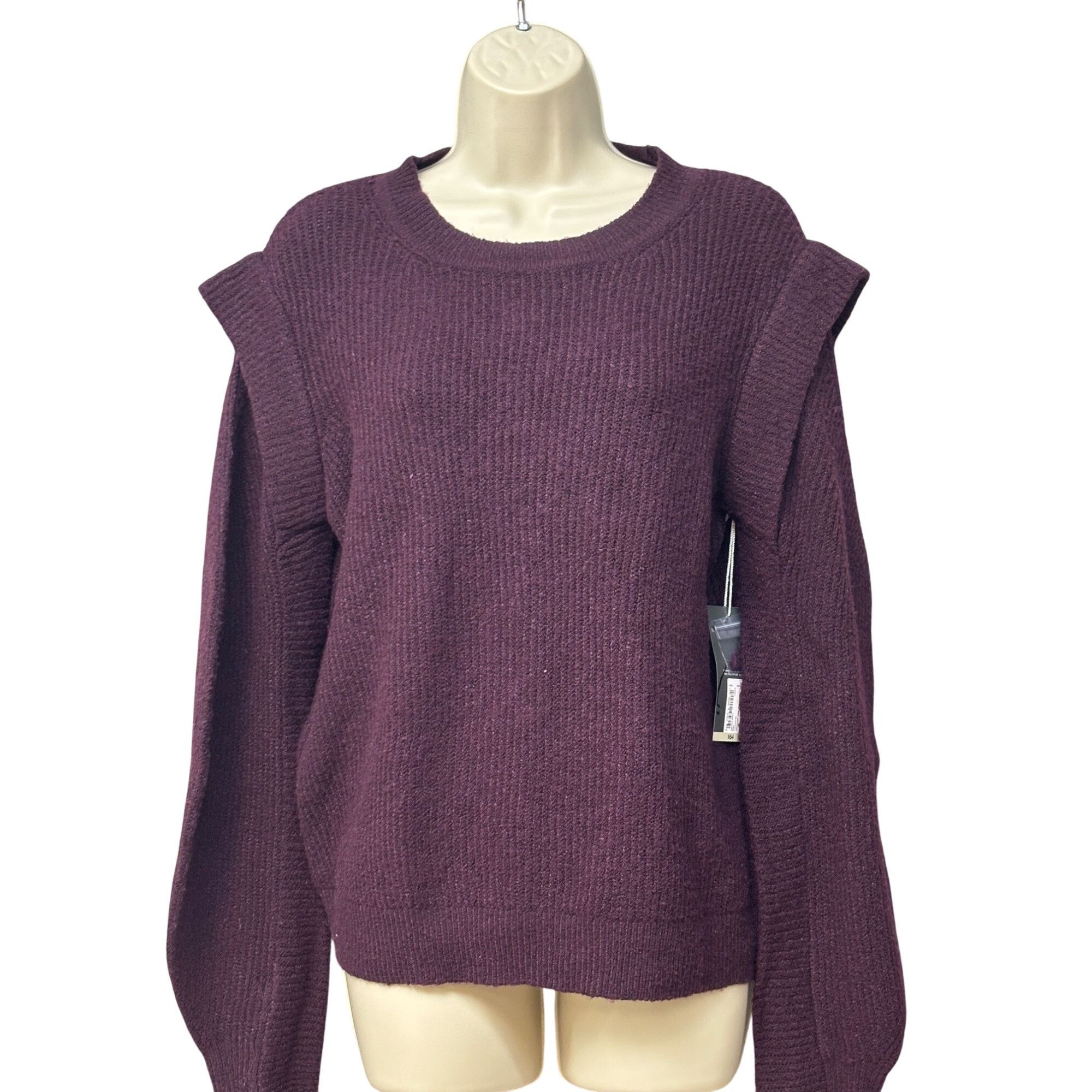 Worthington Worthington Women’s Crew Neck Flanged Sleeves Sweater, Burgu Size L / US 10 / IT 46 - 12 Thumbnail