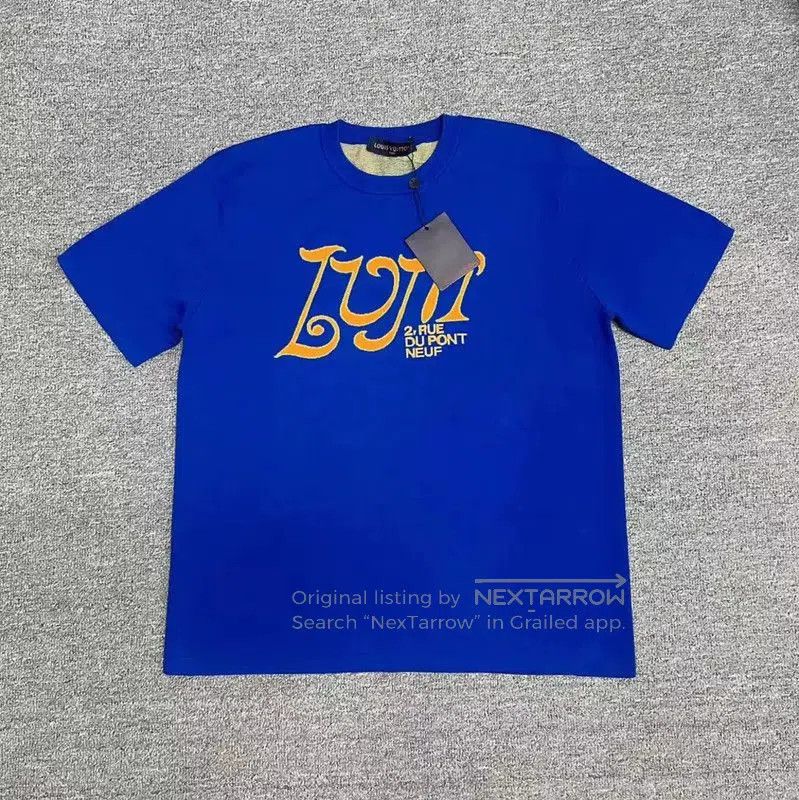 Louis Vuitton Louis Vuitton Blue Cotton Logo T-Shirt . Size US L / EU 52-54 / 3 - 1 Thumbnail