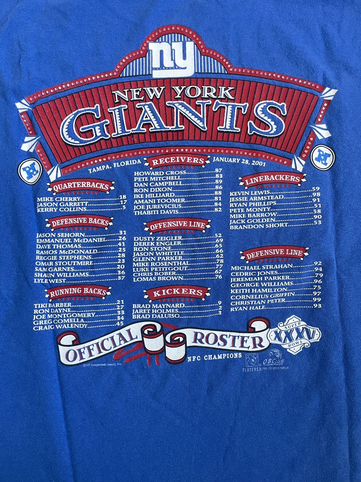 Lee Lee 2000 New York Giants “NFC Champions” T-Shirt (Sz.XL) Size US XL / EU 56 / 4 - 5 Thumbnail