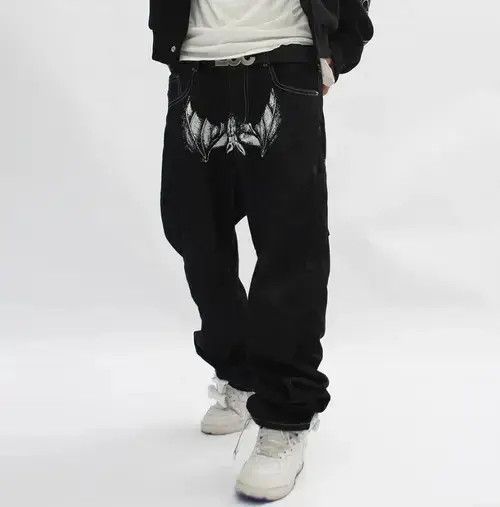 Japanese Brand × Jean Rap Hip Hop Black face print washed straight jeans Size US 32 / EU 48 - 4 Thumbnail